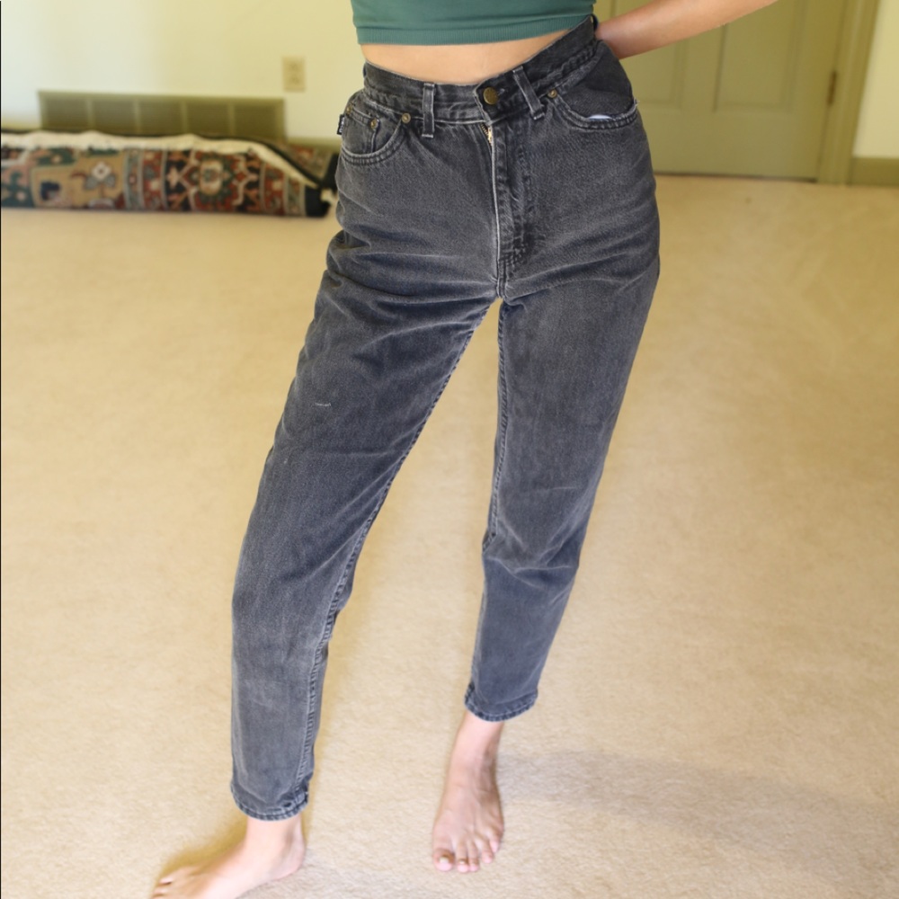 SOLD Vintage Chic Black Washed Denim Jeans